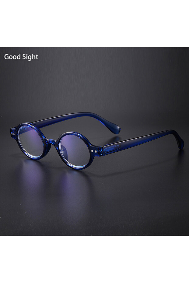 0 blue Blue Frame Retro Smart Reading Glasses Blue Light Glasses Vintage Round Glasses Women +1.5+2+