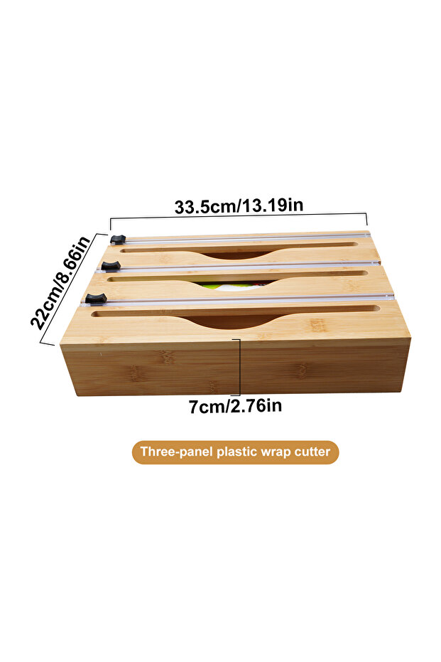 M PrimaryColorThree 1pc Kitchen Wrap Dispenser With Foil & Cling Film Cutter Box, Bamboo Fresh Bag C