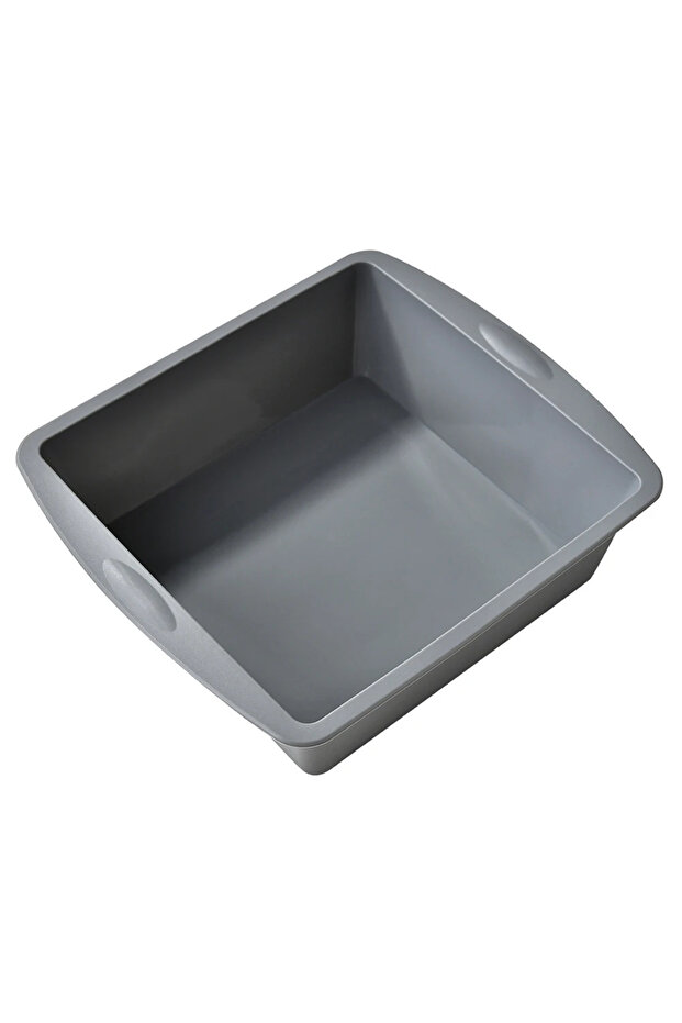 1Pc Grey 1/4Pcs Silicone Square Cake Plate Non-Stick Brownie Pot with Anti-Slip Handle Oven and Air