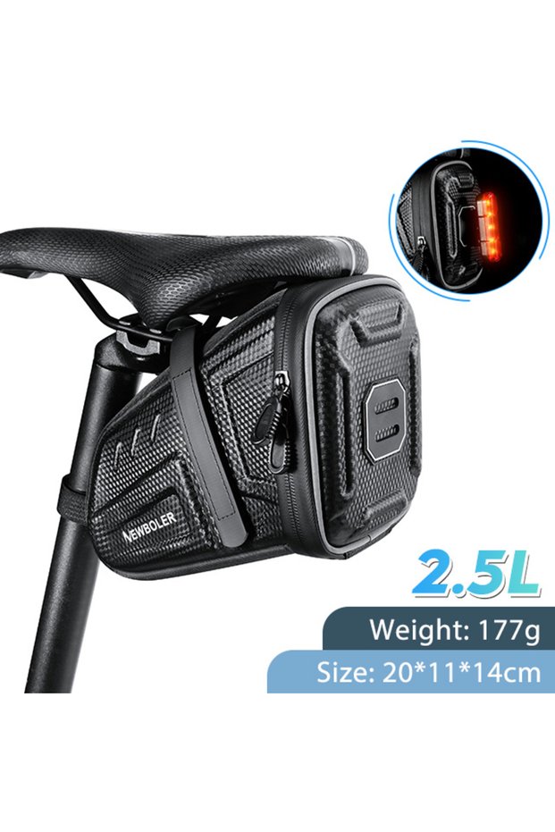 BAG044 and Lamp 2025 NEW Waterproof Bicycle Saddle Bag MTB Road Bike Saddlebags Reflective Striped B