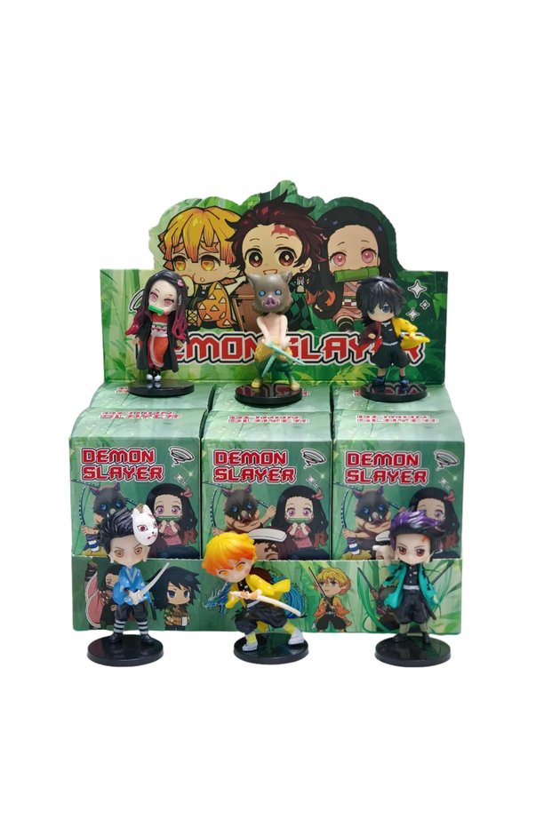 Bandai Style A 6PCS Demon Slayer Tanjiro Kamado Nezuko anime cartoon figure blind box creative perso