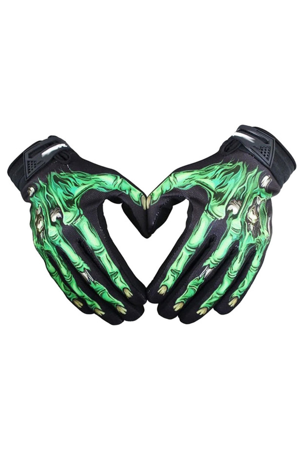 L Green Outdoor Bicycle Riding Gloves Spring Autumn Bicycle Gloves Ghost Claws Full Finger Anti-slip