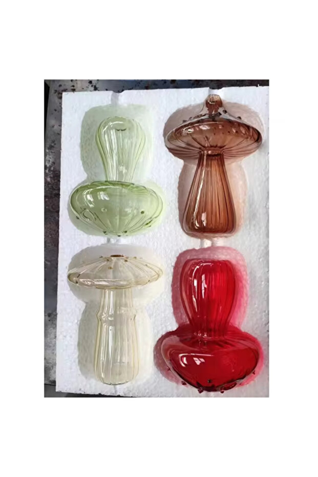 Style 4PCS Colourful Mushroom Vase Creative Hydroponic Transparent Glass Aromatherapy Vase Living Ro