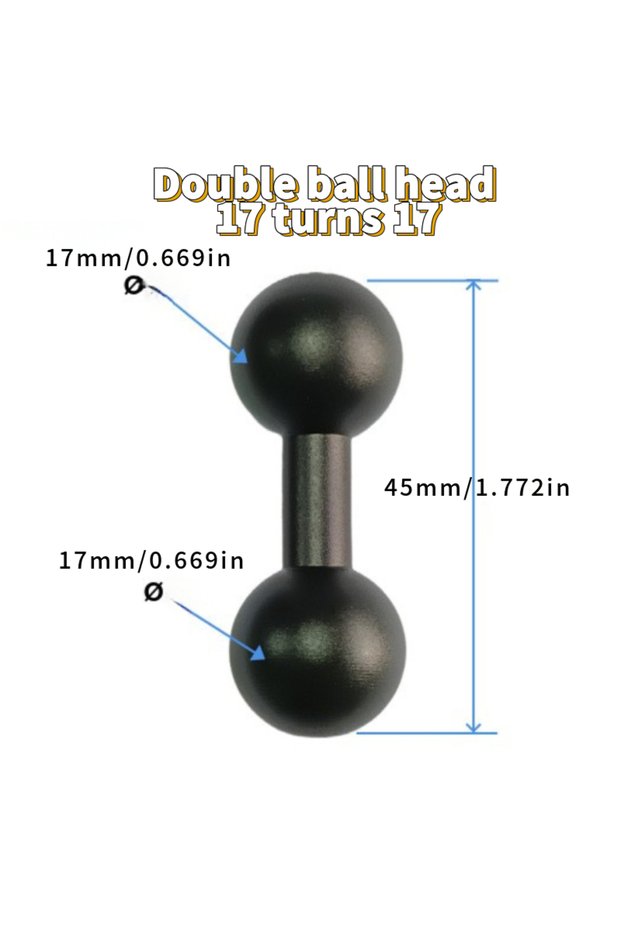 1pcs black 17 to 17 Aluminum Alloy Double Ballhead 15mm/17mm to 20mm/25mm Ball Head Connecting Rod M