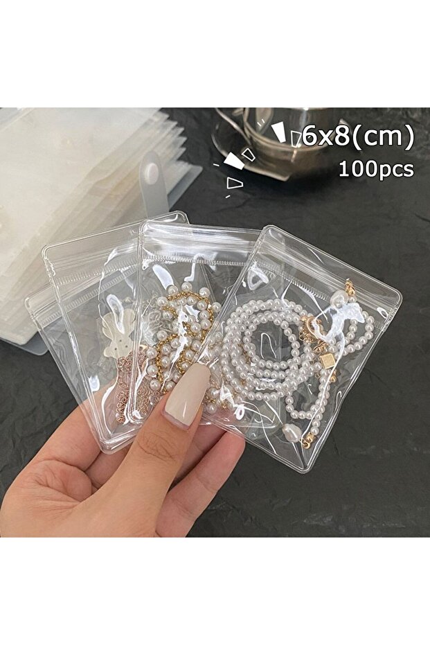 6x8cm 100pcs Dustproof PVC Self Sealing Plastic Jewelry Zip Lock Bags Reclosable Thick Transparent Z