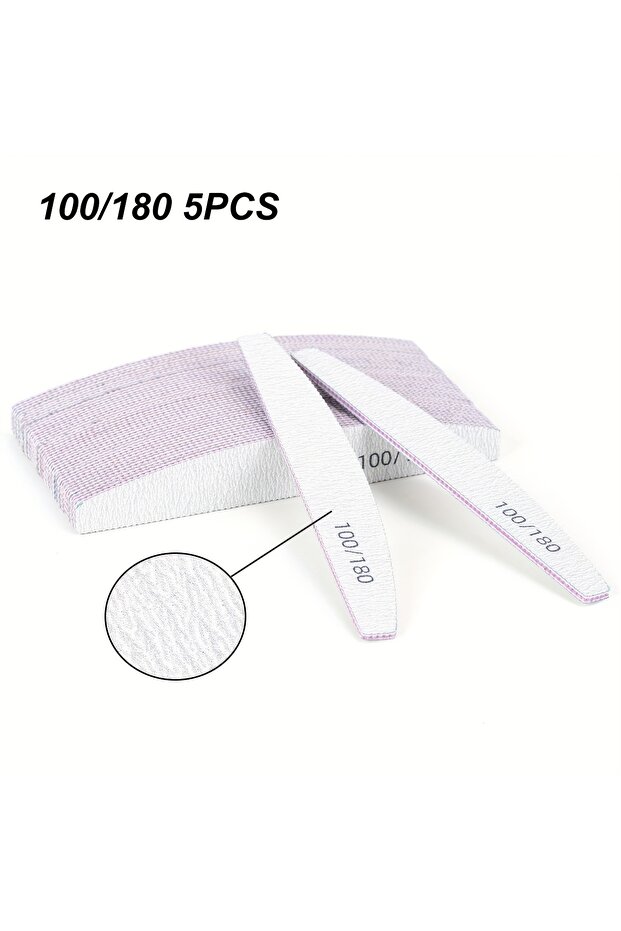 5pc Half Moon 1/2/5/10/25/50Pcs Professional Nail File Lima 100/180 Grit Professional Sandpaper Cuti