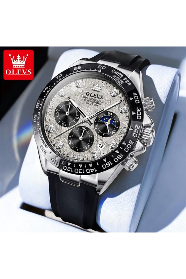 Yes Silver Grey OLEVS 2875 Men Watch Original Fashion Brand Quartz Waterproof Luminous Watch For Man