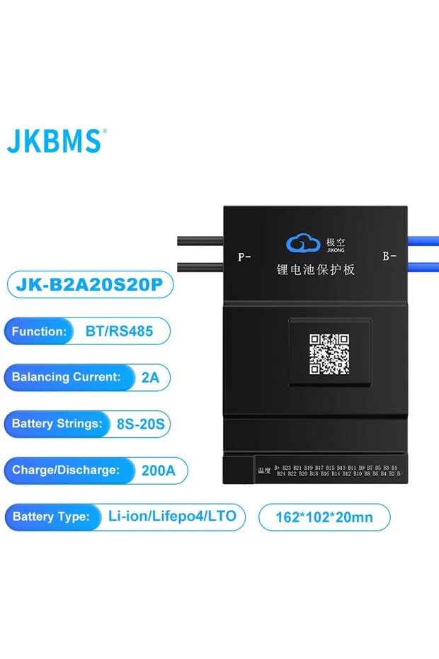 JK-B2A20S20P JKBMS نظام إدارة البطارية النشط المتوازن 4S 8S 12S 13S 14S 16S 17S 20S 24S نظام إدارة البطارية الذكي 40A 60A 80A 100A 1