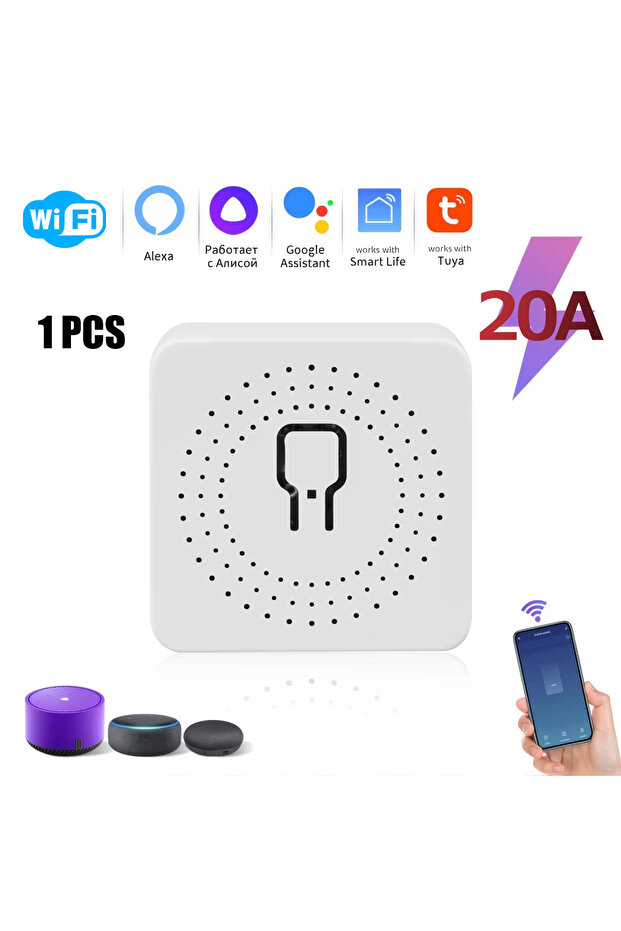 WIFI 20A WiFi/Zigbee 3.0 Smart Switch Mini Breaker DIY Module Remote Timer Wireless Light Control Wo