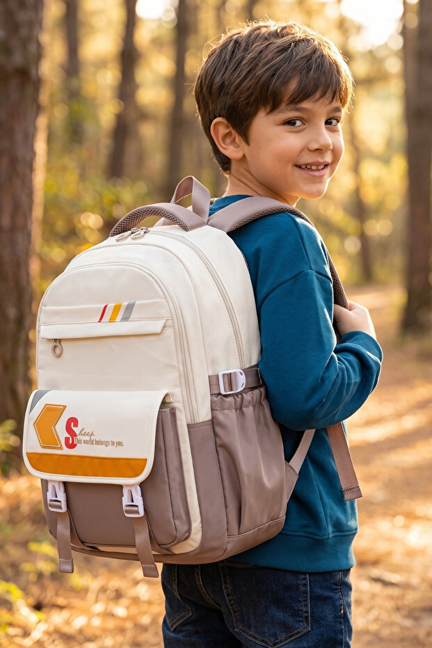 Ççs 51951 School Backpack Student Daily Travel Holiday Sports Walking Trip Beige