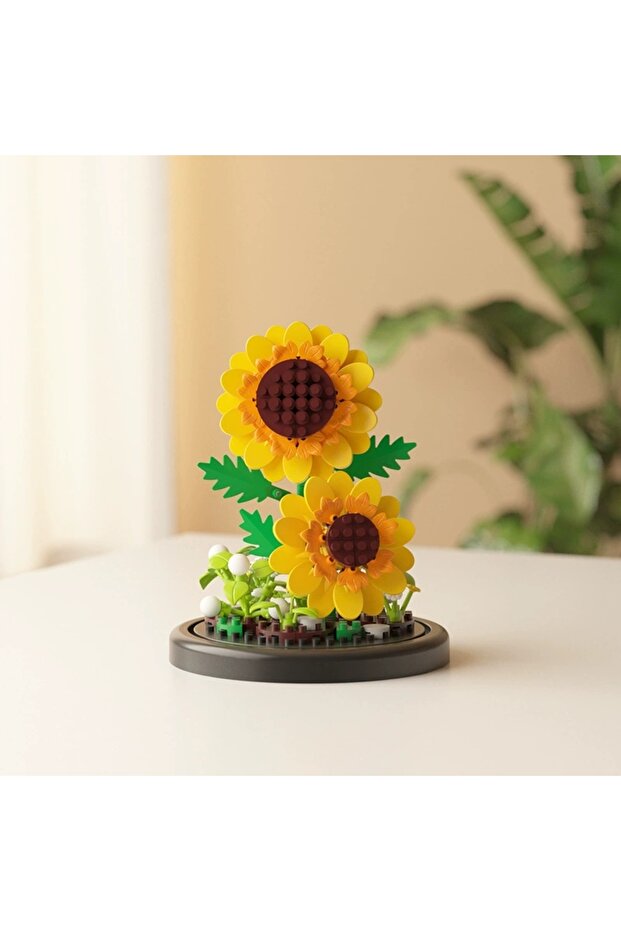 No Box 249pcs DIY MOC Flower Arrangement Dust Cover Tulip Rose Sunflower Plants Succulents Gardens B