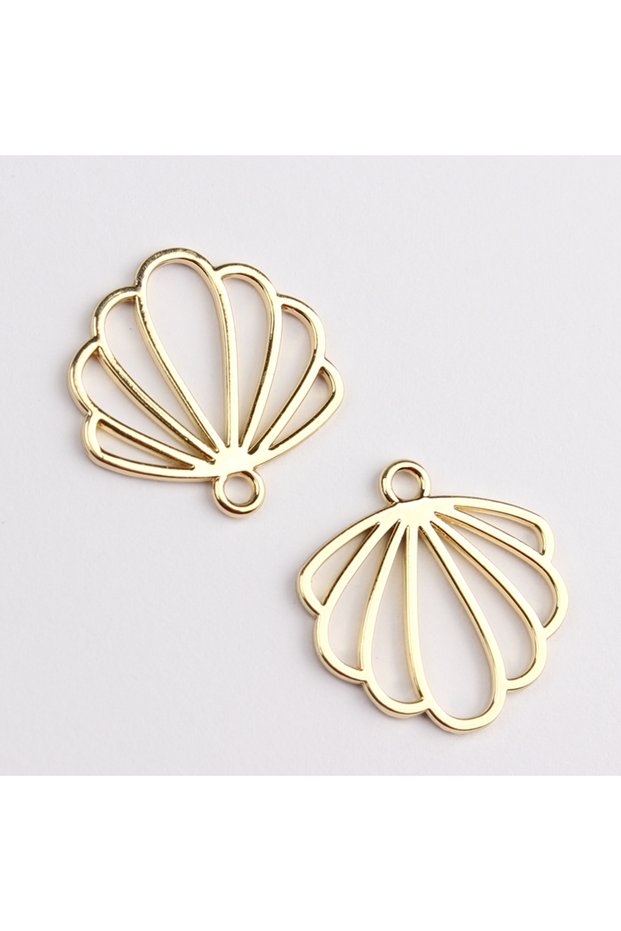 Gold Zinc Alloy Pendant Hollow Out Cute Flat Scallop Charms 20mm 10pcs/lot For DIY Jewelry Earring M
