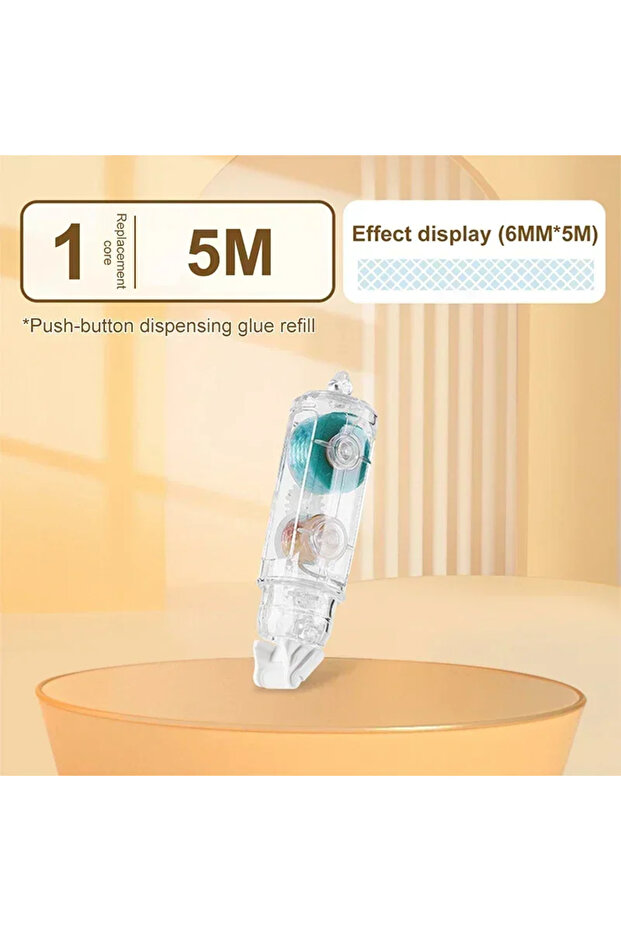 Refill Cute Dots Glue Tape Double-Sided Adhesive Roller Pushable&Refillable for Kids Girls DIY Photo