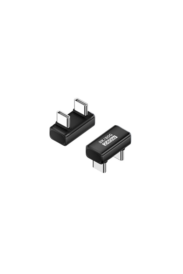 1x U MM Black U Shape PD240W USB C Adapter 8K@60Hz 80Gbps 180 Degree USB C Female to Male Adapter Co