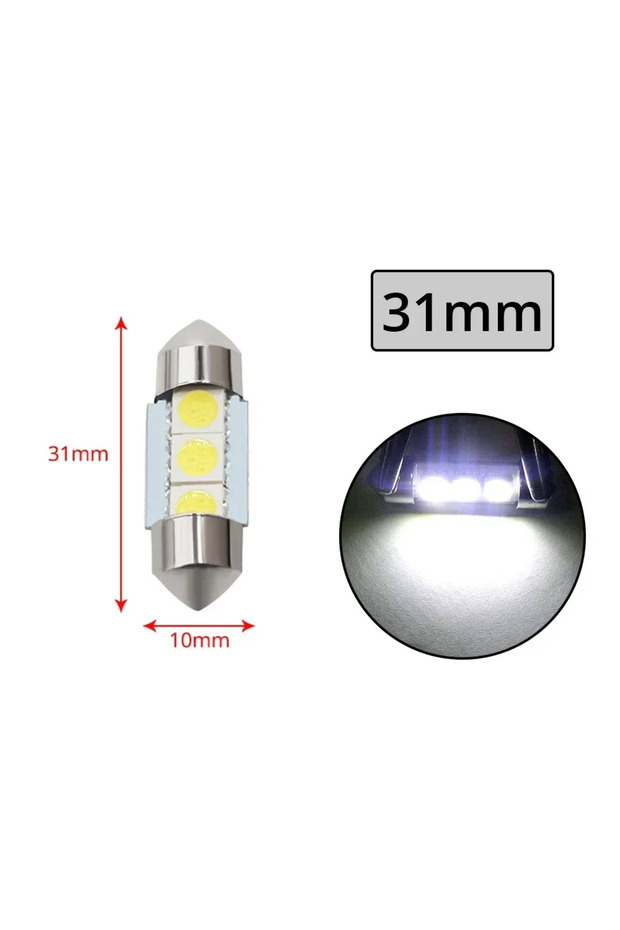White 31mm 2Pcs White Ceiling Bulb C5W C10W 5050 3SMD 31/36/39/41mm DC12V Car License LED Dome Festo