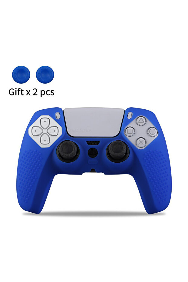 غطاء حماية سيليكون أزرق مانع للانزلاق لملحقات جهاز تحكم PS5، مناسب لجهاز PS5 Slim.