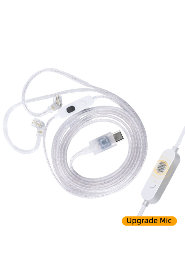 Upgrade Microphone KZ DAC Earphone Cable Type C Silver-Plated Oxygen-Free Copper Upgrade Cable USB C