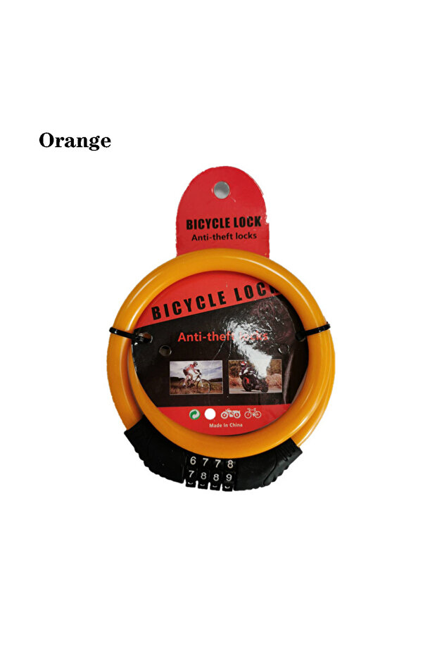 orange 4 Digit Combination Number Bike Lock Strong Heavy Duty Cycle Security Bicycle Lock Steel Cabl