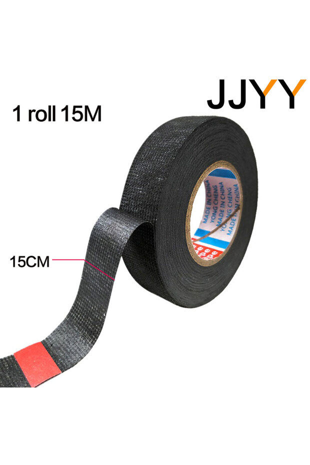 black JJYY New Width 15mm*15M Electrical Insulation Tape Heat-resistant Wiring Harness PET Bundle Fl