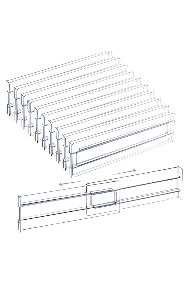 10 Pieces 4Pcs Transparent Drawer Dividers Adjustable Expandable Drawer Dividers for Clothes Utensil