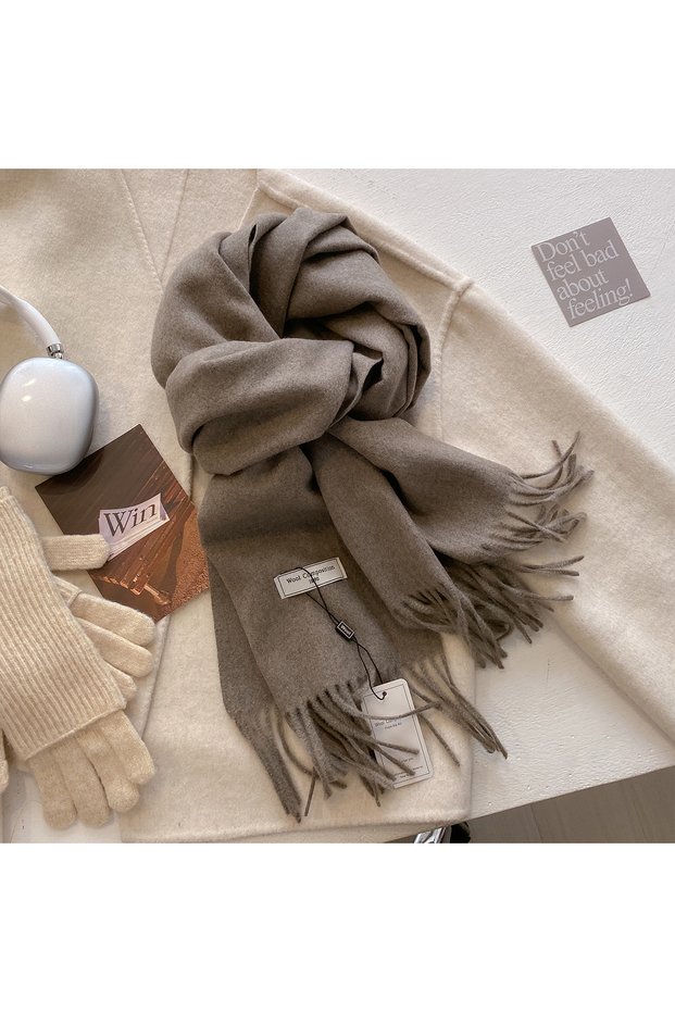 light brown New 26 Color Winter Scarf For Women Long Warm Cashmere Scarves Hijab Solid Lady Shawl Wr