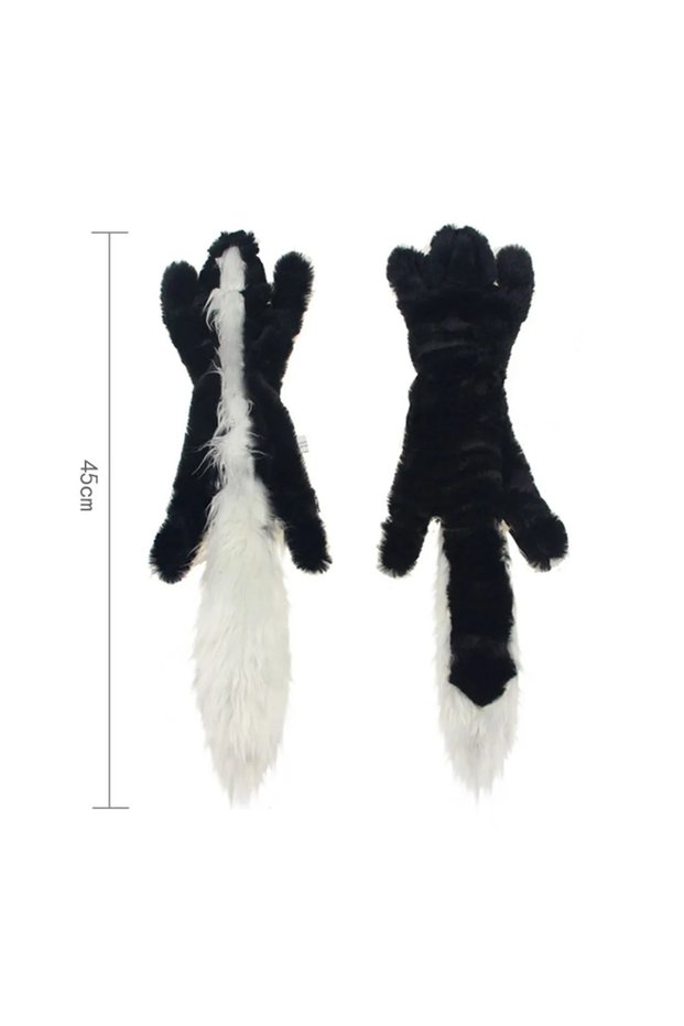 Skunk Funny Simulated Animal No Stuffing Dog Toy with Squeakers Durable Stuffingless Plush Squeaky D