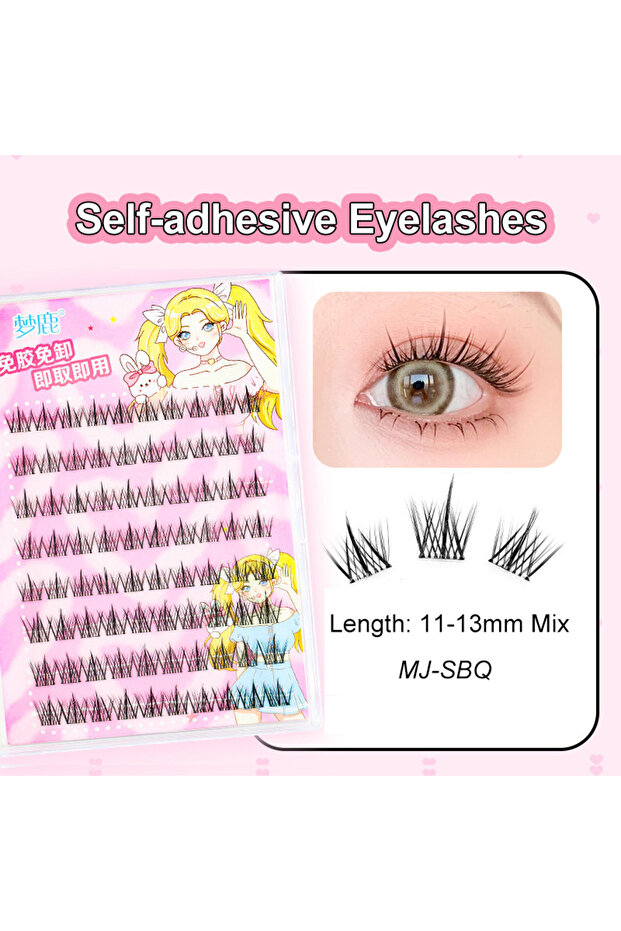 MJ-SBQ Self Adhesive Eyelashes Cluster Lashes No Glue Individual Lashes Soft Idol Lash Clusters Re