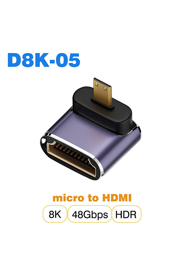 1 PCS D8K-05 Micro to HDMI UGOURD HDMI2.1 Cable Adapter Mini Micro HDMI to HDMI 2.1 Converter 48Gbps