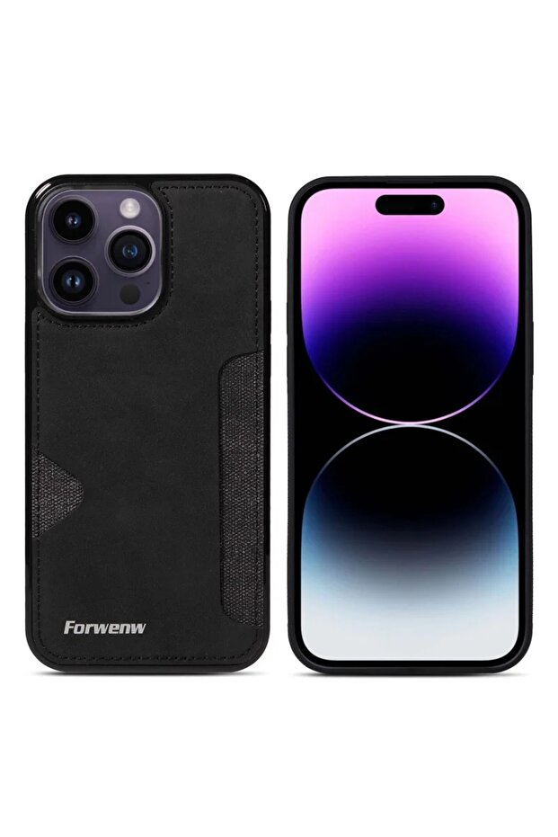 جراب هاتف iPhone 15 Pro Max أسود مع حامل بطاقات بتصميم كلاسيكي لهاتف iPhone 17 16 15 14 13 12 11 Pro Max 16E Air