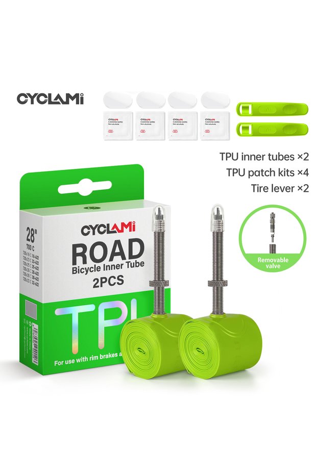 Presta Valve 700c 60mm 18-32C 2 Pcs with gift CYCLAMI Bike Inner Tube Ultralight TPU Hose Metal Pres