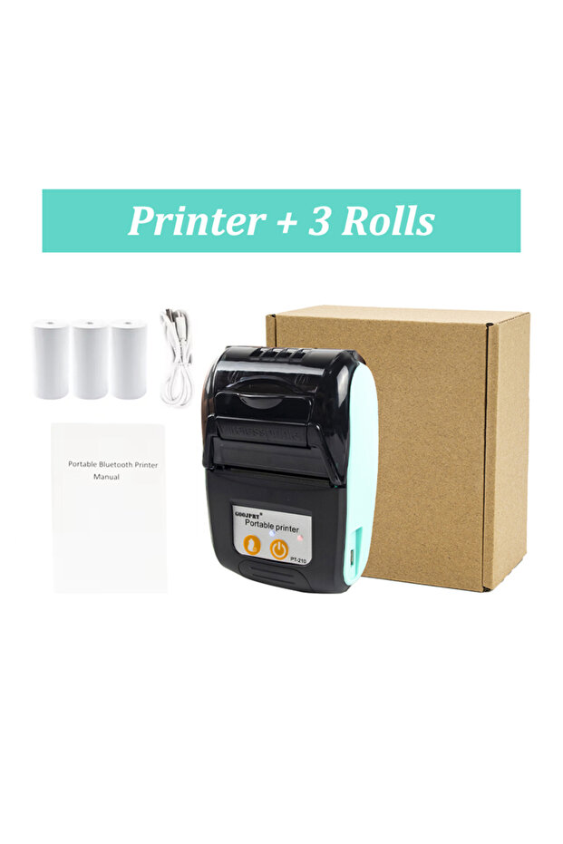 3 Rolls Set GOOJPRT 58mm Mini Thermal Receipt Printer Portable Inkless Bluetooth Ticket Bill POS Pri