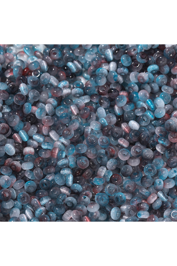 Blue red 100pcs Gradient Glass Two-color Beads Cat's Eye Spacer Loose Beads for DIY Necklaces Bracel