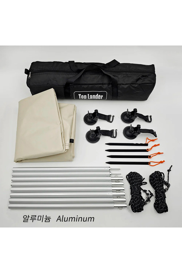 white AI pole set Manta Ray Car Side Awning Black Coating Tarp with Suction Cup Anchor Outdoor Campi
