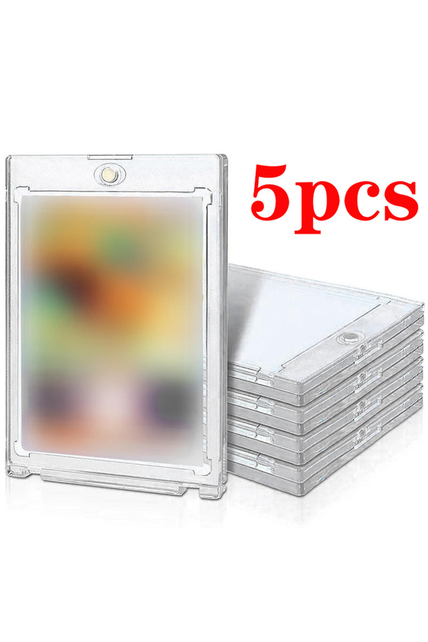 5PCS Magnetic Card Holders for Trading Cards Hard Case Protector Acrylic Transparent Protective Slee