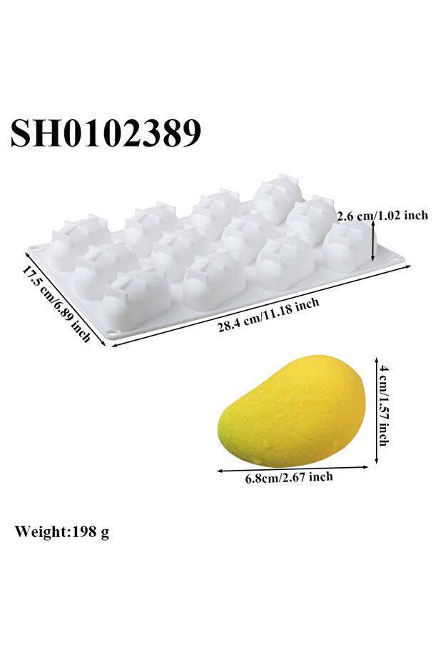 SH0102389 3D Mango Design French Fruit Mousse Moulds Dessert Bakeware Silicone Cake Mold Chocolate M
