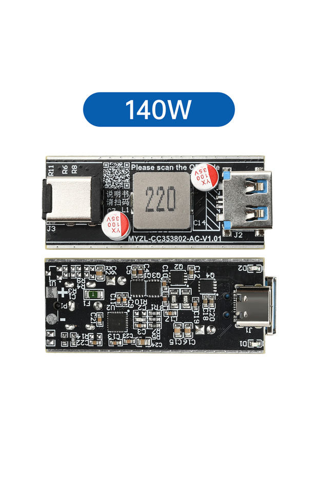 وحدة شحن سريع أحادية القناة بجهد 6-30 فولت تيار مستمر، PD140W، بروتوكول كامل، لوحة أم DIY أحادية القناة مزدوجة
