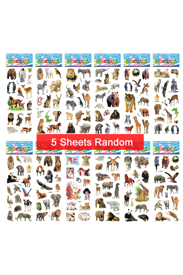 5 ZS Animal Stickers 5 Sheets Kids Stickers Puffy Stickers for Children Birthday Christmas New Year