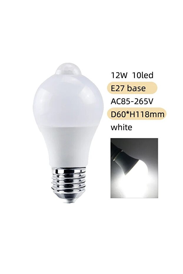 مصباح LED أبيض بمستشعر حركة PIR 220 فولت 110 فولت 12 واط 18 واط مصباح ذكي يعمل بالحركة تشغيل/إيقاف إضاءة منزلية