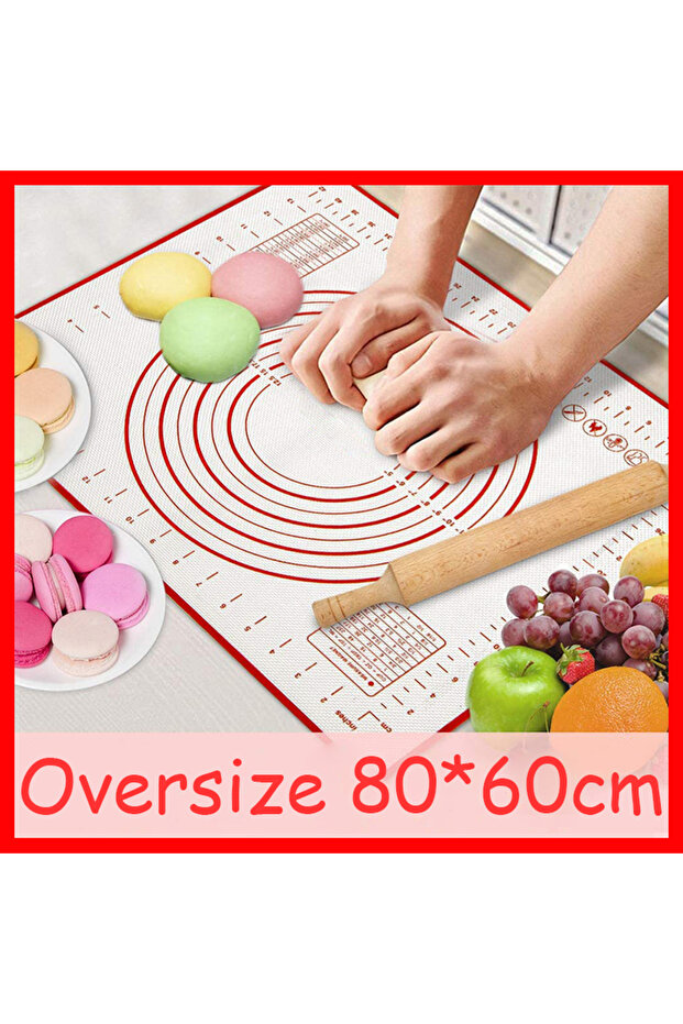 حصيرة خبز سيليكون كبيرة حمراء 80×60 سم، 80/70/60 سم، حصيرة خبز وعجن المعجنات، حصيرة مطبخ كريب