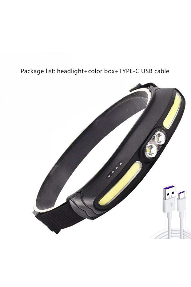 YH009 Powerful 210°Wide Beam COB+LED Headlamp 350 Lumen Soft Light Headlight USB C Rechargeable Red
