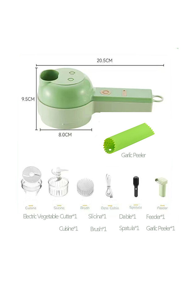 Green 800 mAh 4 In 1 Vegetable Cutter Multifunctional Handheld Electric Wireless Chop Garlic Mash Mi