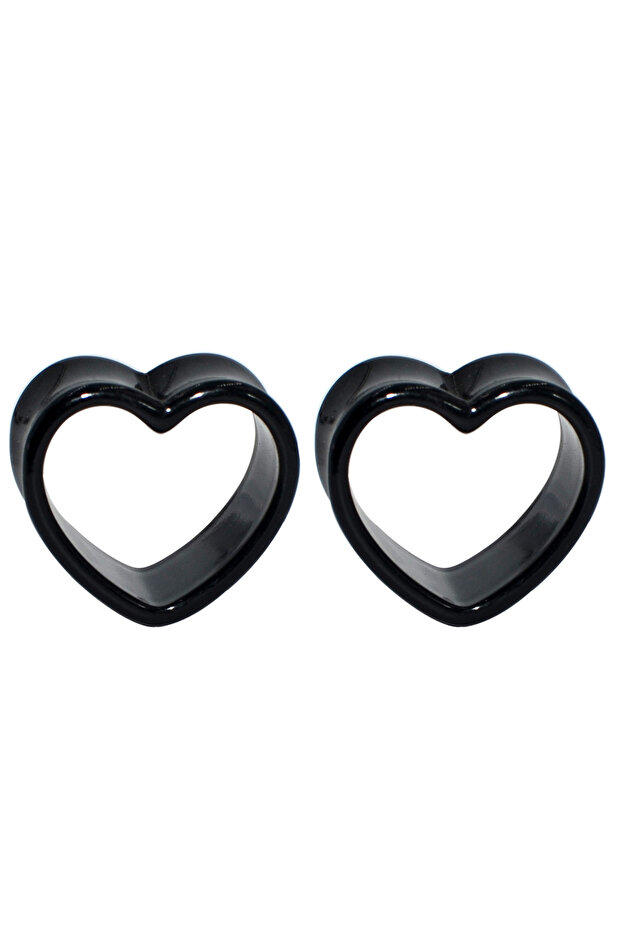 10mm Black Acrylic Love Black White Heart Shaped Hollow Transparent Ear Gauge Piercing Clear Ear Tun