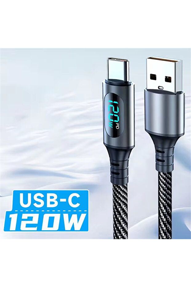 1m LED Display USB-C NNBILI 120W Type-C Super Fast Charging Cable LED Digital Display USB C Data Cab