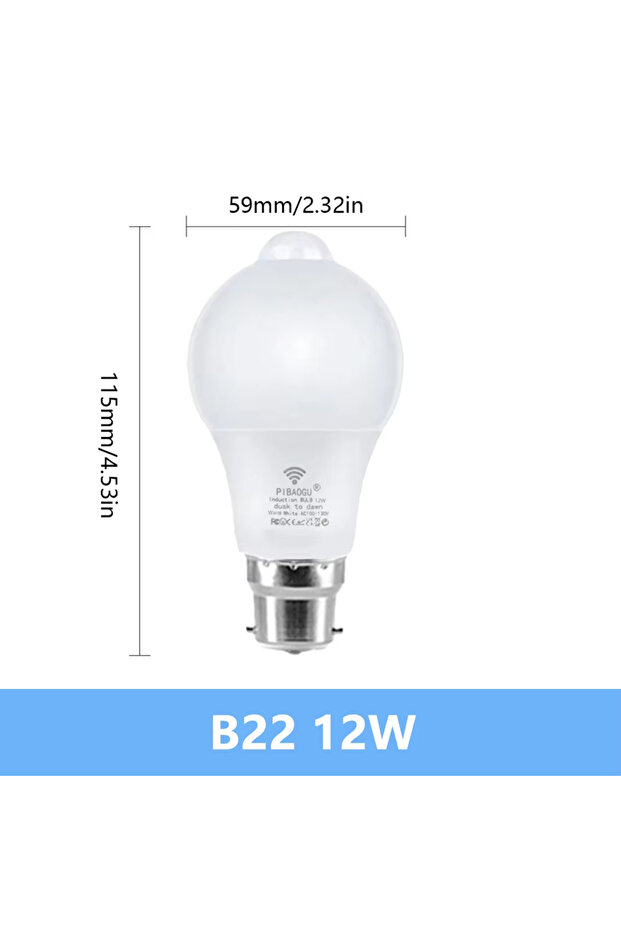 AC220V(175-265V) Cold White B22 12W Motion Sensor LED Light 220V 110V E27 B22 12W 15W 18W LED Lamp A