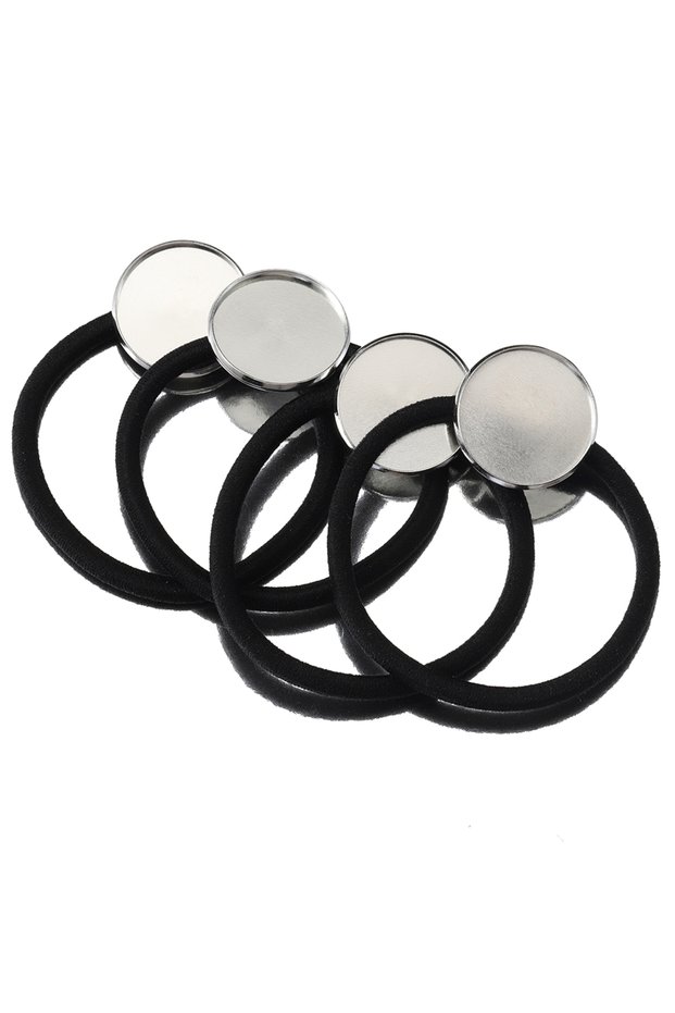 25mm Rhodium 10pcs 20/25mm Hair Band Base Elastic Band Rope with Cabochon Base Holder for DIY Hair A