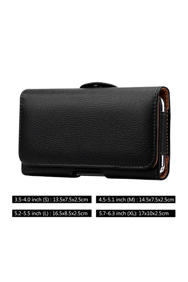 (XL) 5.7-6.3 inch B Style Universal Leather Case for iPhone Samsung Huawei Xiaomi Mens Waist Pack Be