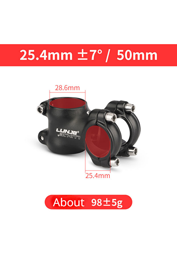 25.4x50mm 7Degree 7° Bicycle Handlebar Stem 25.4/31.8mm Ultralight Mountain Road Bike Stem 50/60/80/