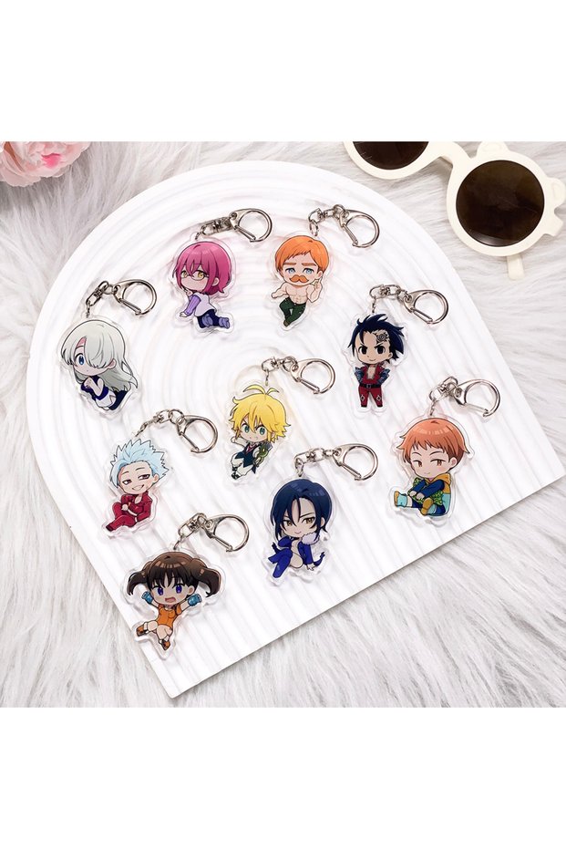 5cm 10 1/9PCS Anime The Seven Deadly Sins Acrylic Keychain Cartoon Bag Charms Accessories Cute Backp