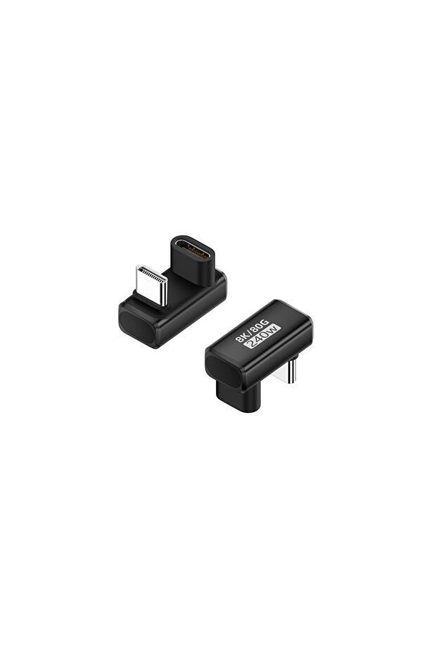 1x U MF Black U Shape PD240W USB C Adapter 8K@60Hz 80Gbps 180 Degree USB C Female to Male Adapter Co