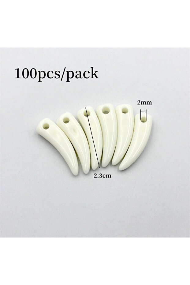 100pcs B 20pcs/30pcs/100pcs Ivory Horn Pendants For Jewelry Making Acrylic Wolf Teeth Charms Pendant